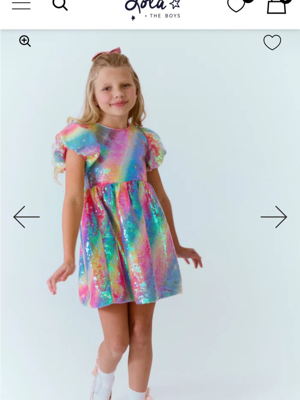 Lola + The Boys Rainbow Sequin Puff-Sleeve Dress - Multicolor Pastel